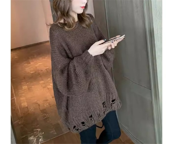 レディース トップス ニット セーター プルオーバー ミドル丈 長袖 ラウンドネック 厚手 大人可愛い きれいめ シンプル カジュアル おしゃれ かっこいい ラフ ボーイッシュ ルーズ 個性的 クール