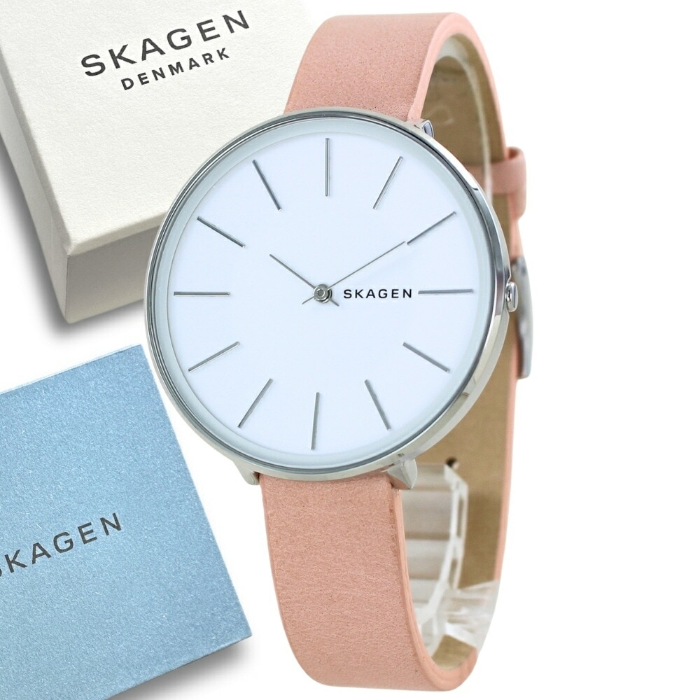腕時計 レディース 女性 プレゼント 誕生日 スカーゲン ピンク 革ベルト 大きい 文字盤 おしゃれ 時計 20代 30代 通勤 通学 仕事用 社会人 ギフト 贈り物 ポイント消化