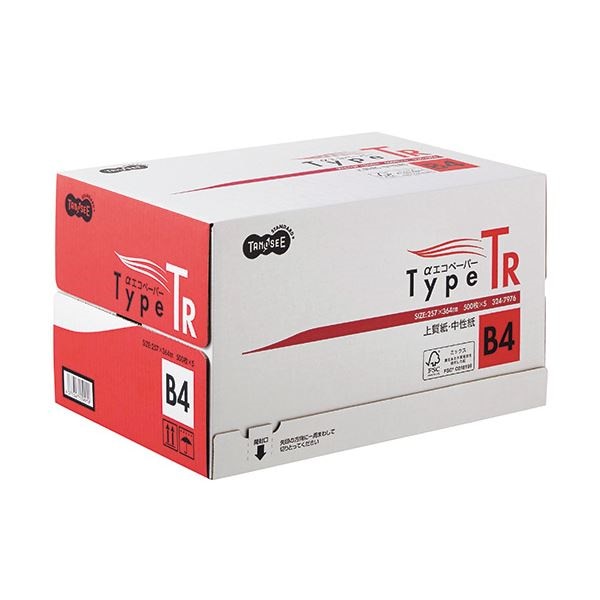 （まとめ） TANOSEE αエコペーパータイプTR B4 1箱（2500枚:500枚5冊） 5セット