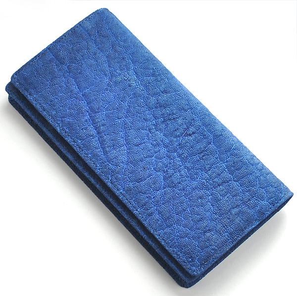 【新規OPEN】【期間限定】超希少エレファントレザー象革！限定ブルーカラー！シンプルロングウォレット　BL