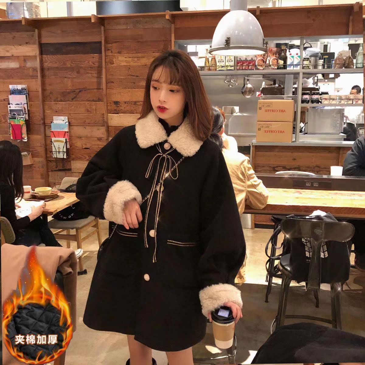 アウター コート レギュラー丈 袖あり 長袖 Vネック 襟付き 裾ワイド もこもこ モコモコ かわいい 大人可愛い きれいめ シンプル 大人 上品 おしゃれ お洒落 大人女子 こなれ感 ラブリー