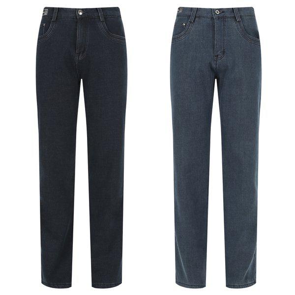 メンズ冬ポケットロゴポイント起毛デニムパンツGD-JEK-565