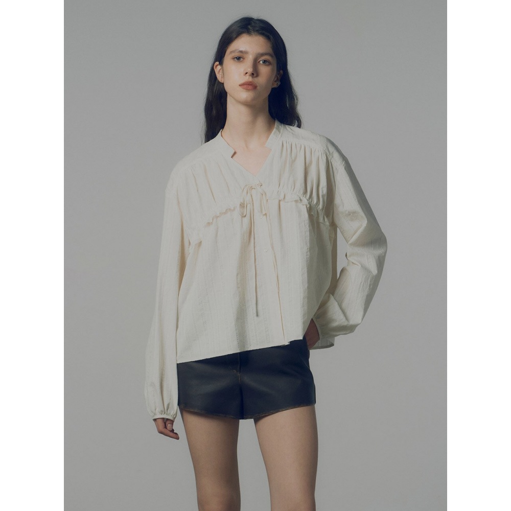 レイブテクスチャリボンブラウス VW4AB204 2カラー