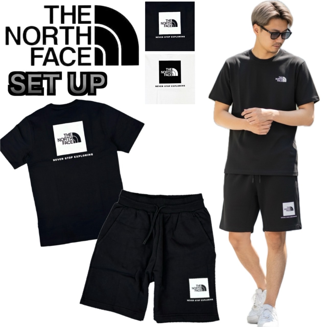 ザ ノースフェイス セットアップ Tシャツ ハーフパンツ 2点セット NF0A8B6K/NF0A8C1J 上下 ボトムス ボックスロゴ 裏起毛 THE NORTH FACE SET UP