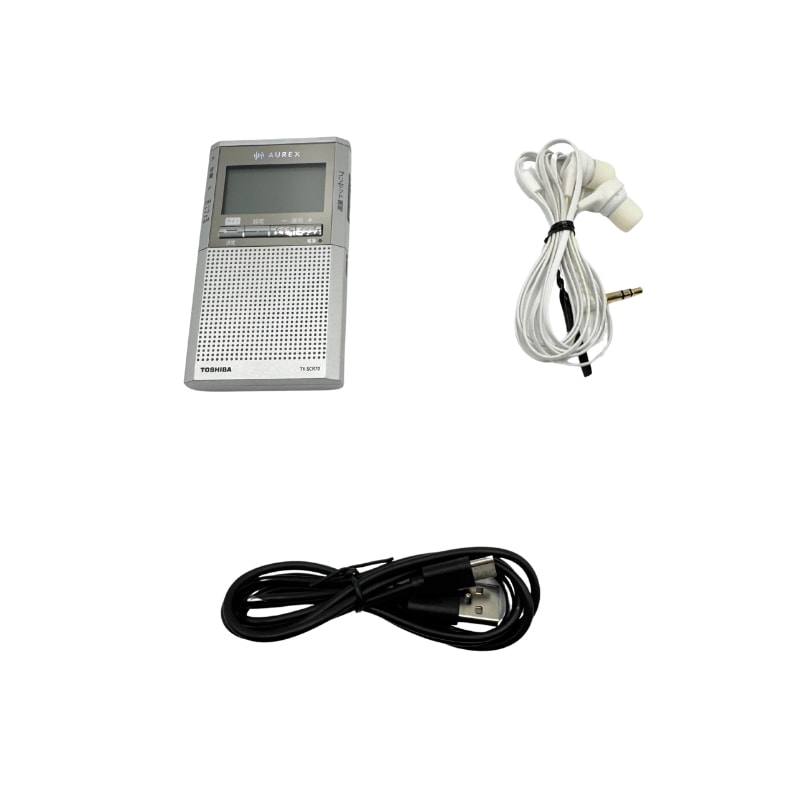 【中古 動作確認済】 東芝 AUREX ラジオ TY-SCR70 AM FM ワイドFM 電池式 LEDライト付 TY-SCR70(S) シルバー