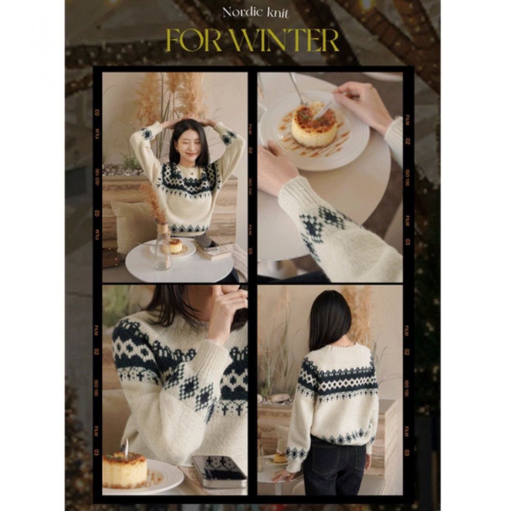 クリック＆ファニーメチルウールノルディックニット