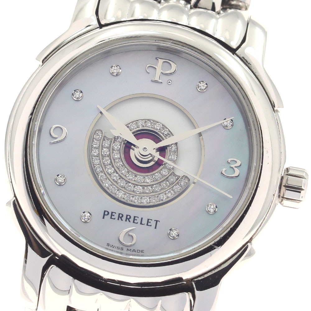 ペルレ PERRELET レディテンペスト 8Pダイヤ ダブルローター 自動巻き レディース 良品 _956950【中古】