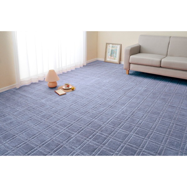 600098420 抗菌防臭加工の平織カーペット シオン 本間2帖 191191 ブルー メーカー直送