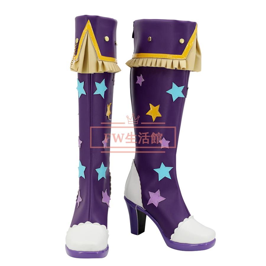【新品開催 即納】アイカツアイドルカツドウ 紫吹 蘭 コスプレ 靴 ブーツ 道具小物 cos靴 cosplay 仮装 変装 コスチューム 撮影 祭り