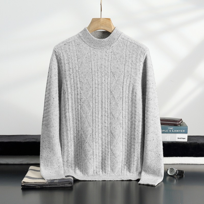 七針の厚いアイデアの糸は山のカシミヤの男性のプルオーバーのシャツの秋冬の半高襟の長袖のセーターのファッションを設計します