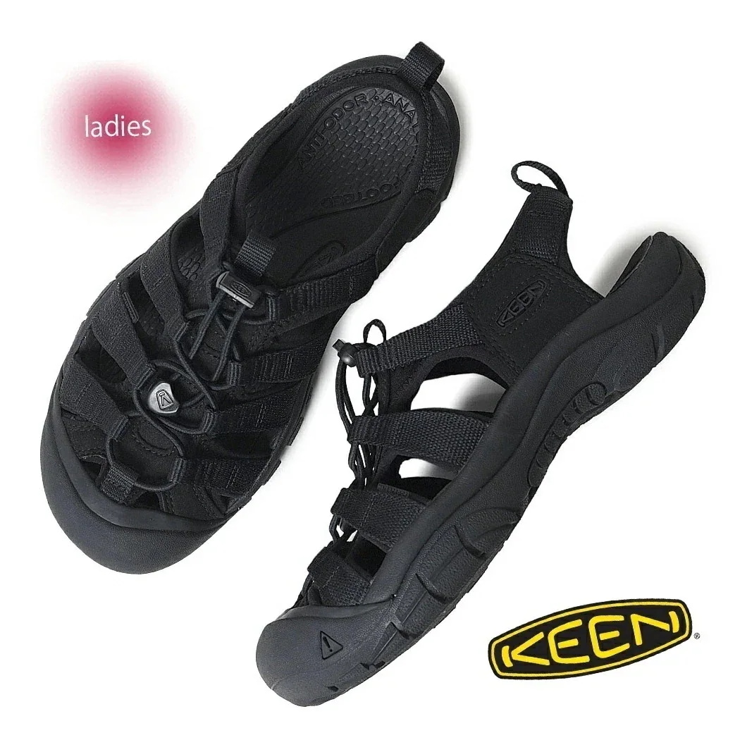 KEEN キーン ウィメンズ ニューポート レトロ シューズ サンダル スニーカー W NEWPORT H2 TRIPLE BLACK ( アウトドア 黒 ブラック レディース