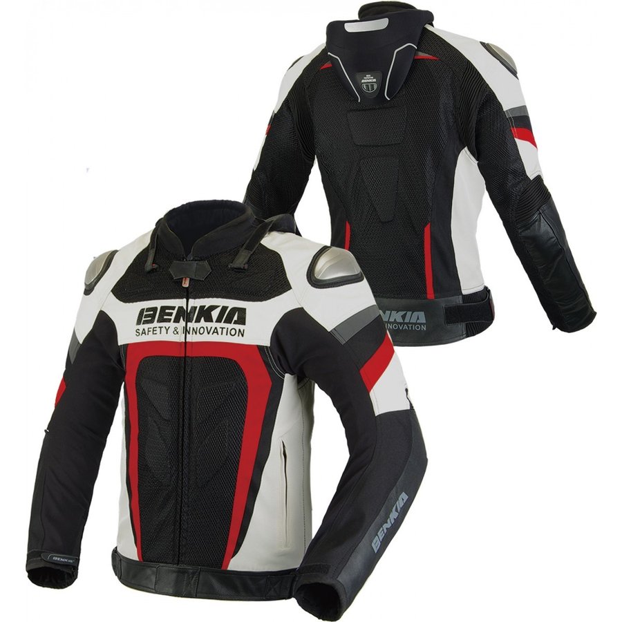 BENKIA HDF-GL70 バイクジャケット メンズ メッシュ 本革 春夏秋 大きいサイズ　ライ