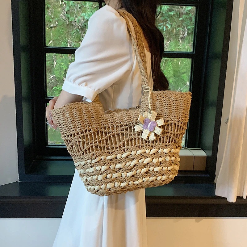 編む 大容量トートバッグ 夏もすぐそこ 手提げバッグ クリアバッグ かたかた掛け 大容量トートバッグ