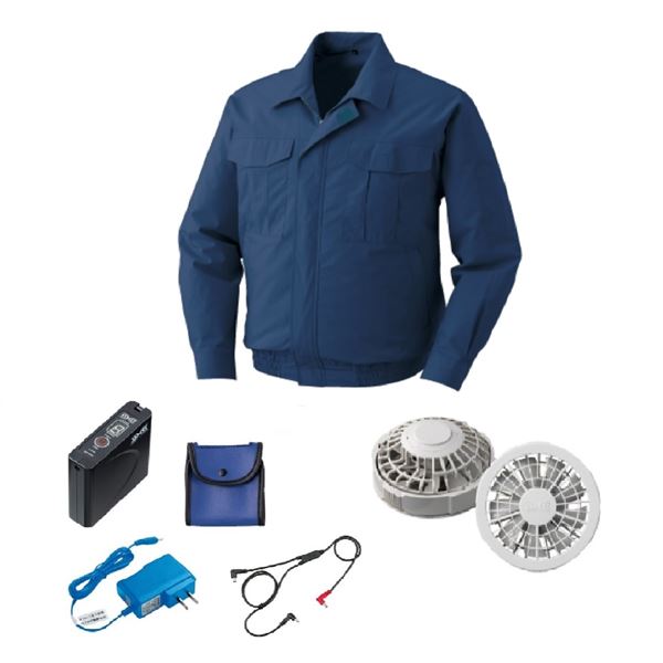 KU90550 空調服 綿薄手 FAN2200G/LISUPER1セット ダークブルー 5L