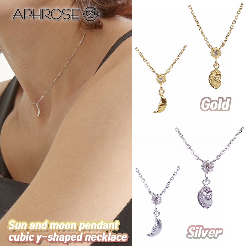 正規代理店 Sun and necklace y-shaped cubic pendant moon ネックレス