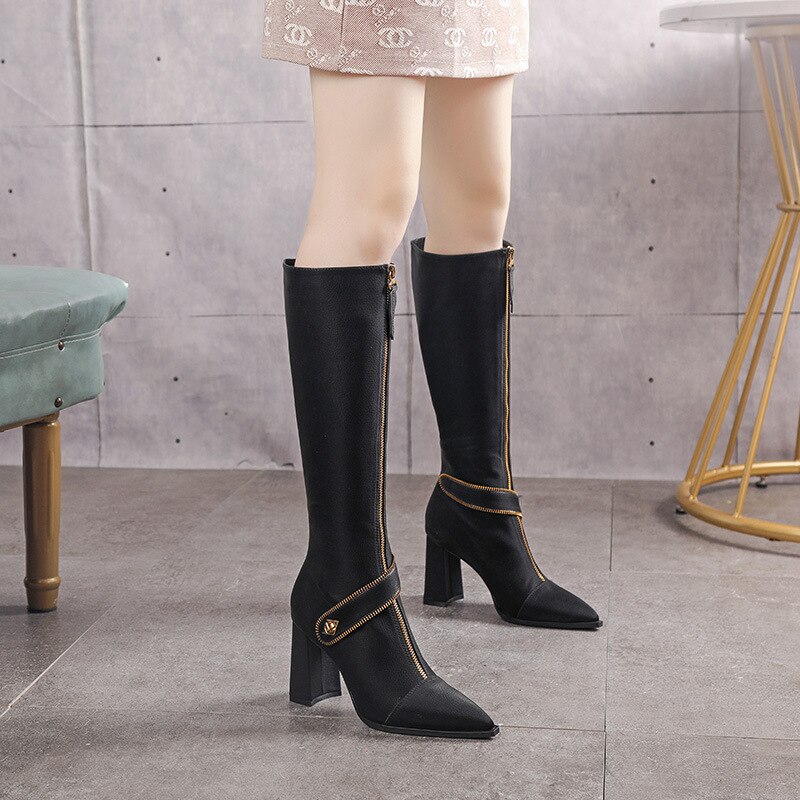 ブーツ 個性 5-8CM ロングブーツ 高級感 欧米 ヒ一ルパンプス カスタマイズ 太ヒール 騎士ブーツ ヒール高さ 母の日