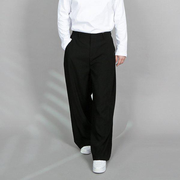 WLZメンズサイドフォールドフローバックバンドワイドスラックス