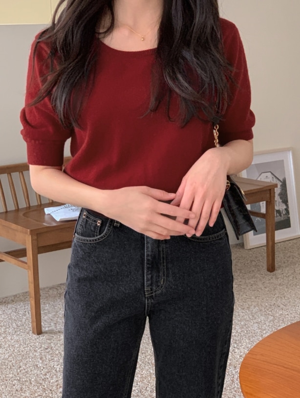 ラグジュアリーウール半袖ニット韓国人気 全4色