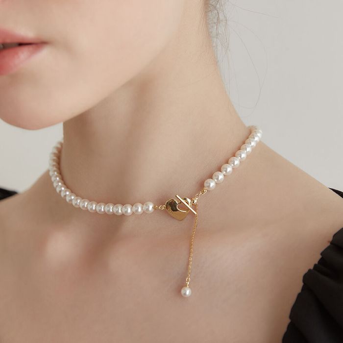 Cupid Heart Toggle Pearl Necklace 2色 おしゃれ アイドル愛用ブランド 韓国人気 韓国ファッション