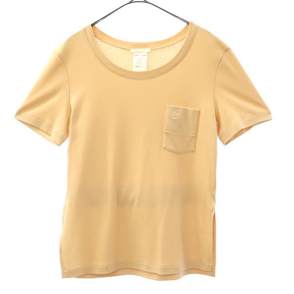 刺繍 半袖 バックリボン Tシャツ XS ピンク ポケット付 レディース