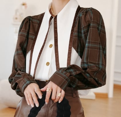 トップス 上着 人気 おすすめ おしゃれ お洒落 激安 安い プチプラ ワイシャツ カッターシャツ ブラウス 長袖 ロング チェック 格子柄 ポリエステル 韓国 可愛い かわいい wto08