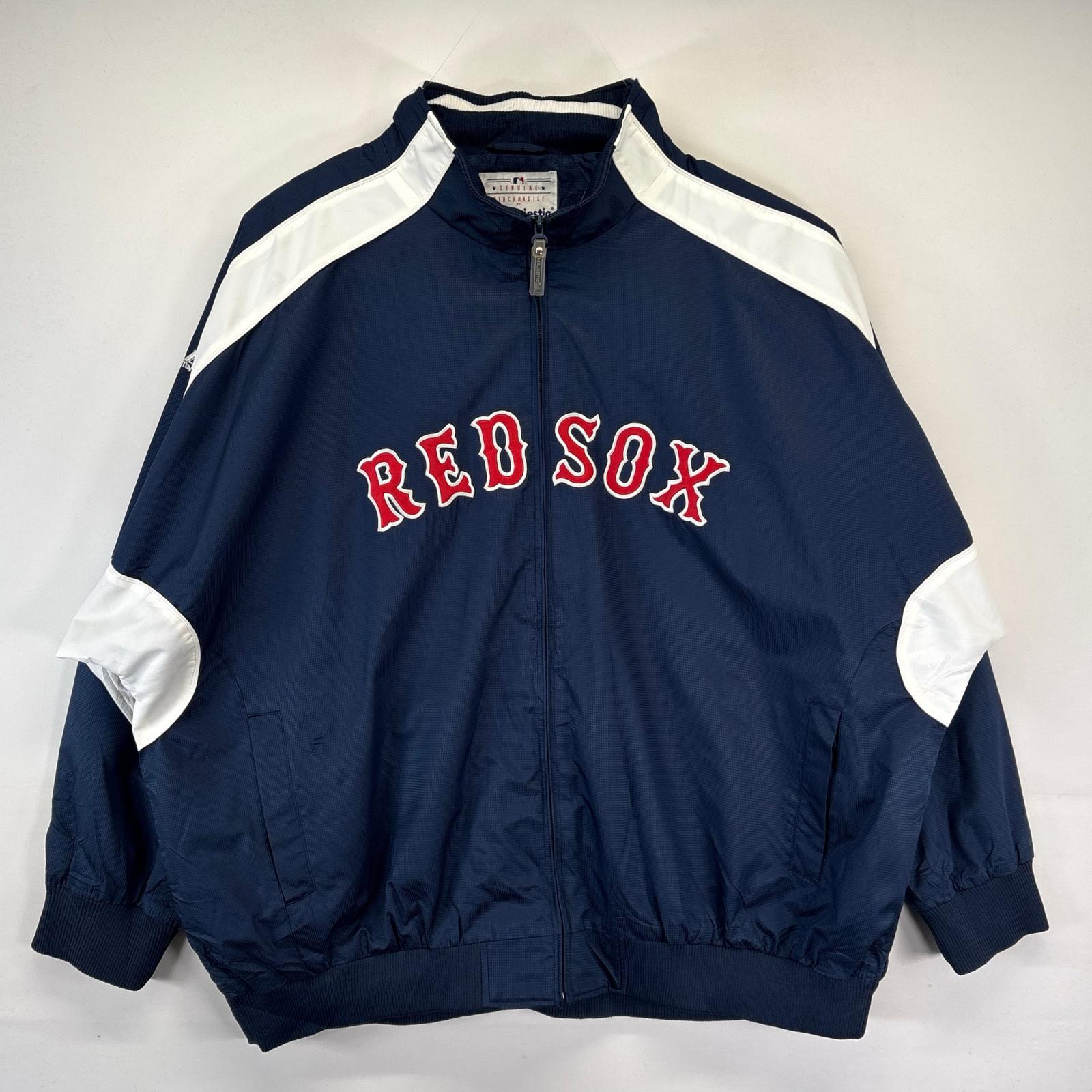 古着 マジェスティック MAJESTIC ナイロンジャケット 大きいサイズ RED SOX スポーツ ツートンカラー ホワイト メンズ