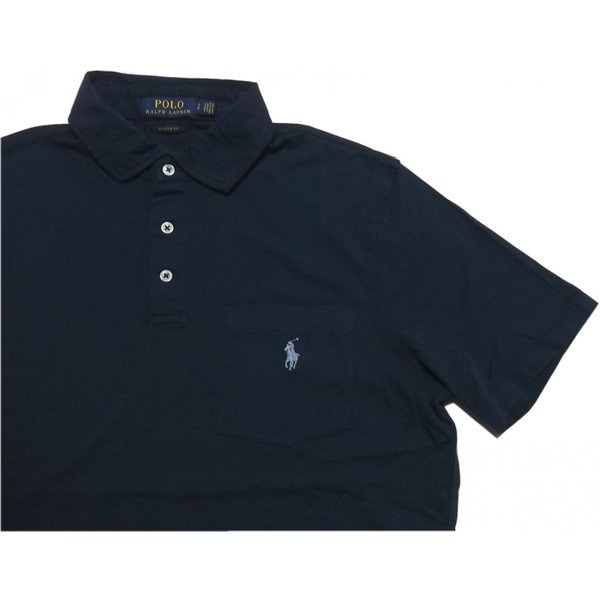 POLO Ralph Lauren半袖 ワンポイント スムース 天竺シャツ ネイビー PR2-340