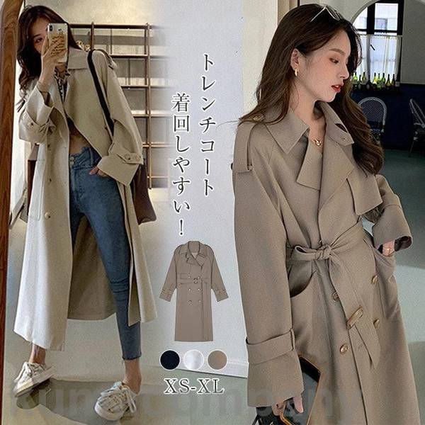 スプリングコート トレンチコート レディース 春服 春 ロング Aライン ベルト付き オシャレ 着痩せ アウター 韓国風 通勤 ライトアウター 20代 30代