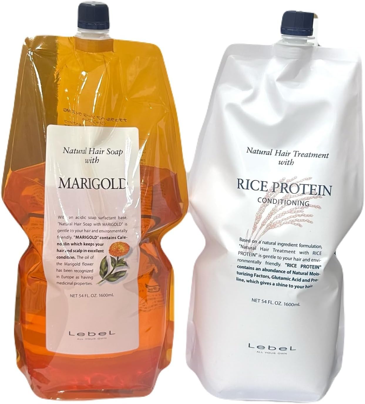 【最安値挑戦中】 Lebel ルベル ナチュラル ヘアソープ マリーゴールド 1600ml ＆トリート ライスプロテイン 1600mlセット