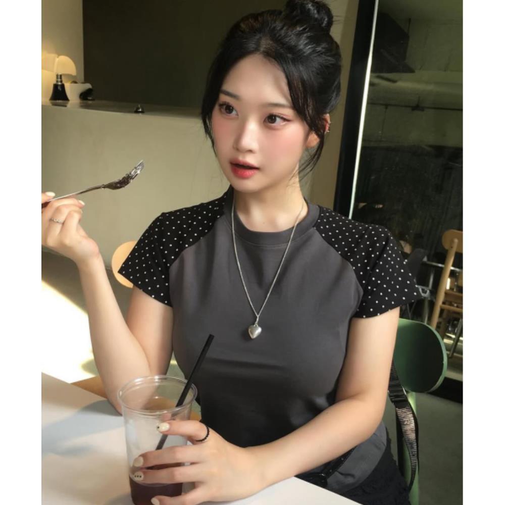 ROCKCAKE Dot Raglan Top Charcoal RC25TP23500CH