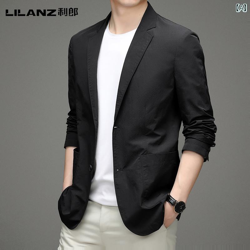 ビジネス　スーツ　ジャケット Lilang メンズスーツ 春秋 カジュアル スーツな ノンアイロン メンズ シングル スーツ ジャケット ハイエンド トップス