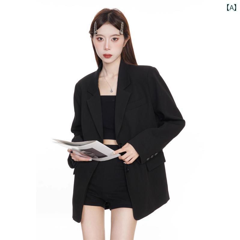 ビジネス　スーツ　ジャケット 女性用 ブラック スーツ ジャケット エレガントな 女性 高級 2025年 新 韓国 スタイル カジュアル スリム