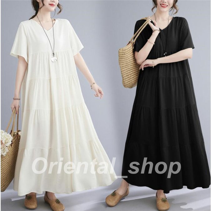 ワンピース レディース マキシ 大きいサイズ ロングワンピース 半袖 ロング丈 おしゃれ 着痩せ 体