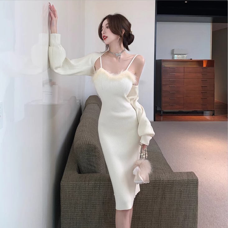 ニット ワンピ 2点セット ワンピース セットアップ ロング丈 長袖 ニット かわいい 大人可愛い きれいめ カジュアル 大人 上品 おしゃれ お洒落 かっこいい レトロ 大人女子 ラフ ラブリー