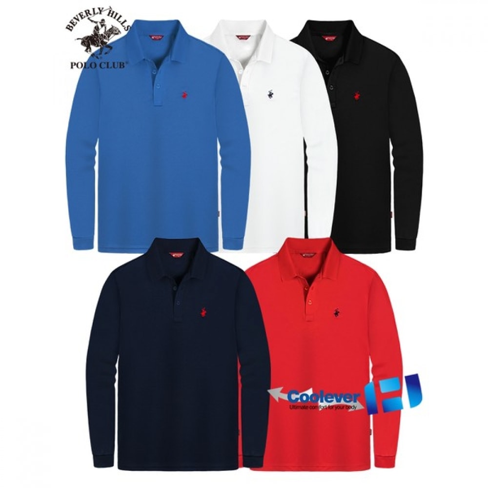 (ビバリーヒルズポロクラブ) ユニセックス機能性クーリーバースパン長袖襟Tシャツ