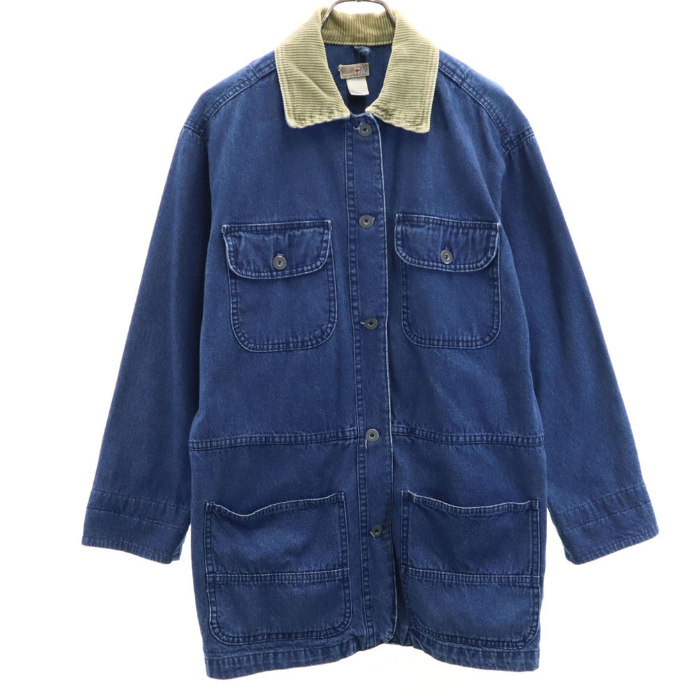 フレンチネイビー 90s 00s オールド デニムジャケット S ブルー FRENCH NAVY カバーオール レディース