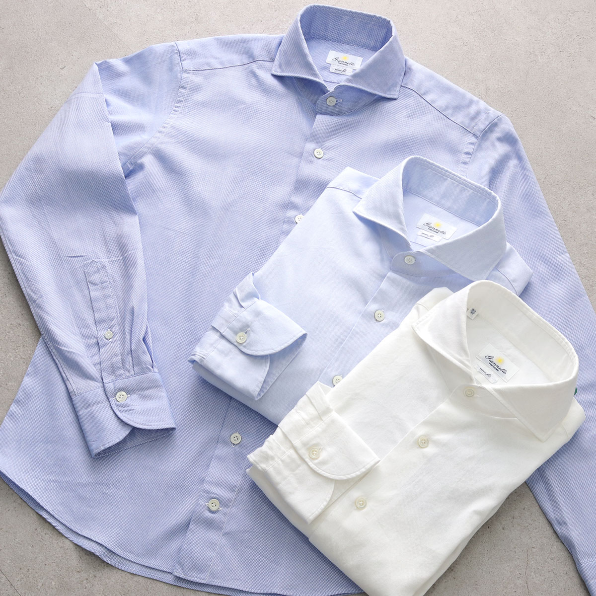 GIANNETTO ジャンネット シャツ VINCI FIT ヴィンチフィット AC143 メンズ コットン オックスフォード カッタウェイ 長袖 無地 カラー