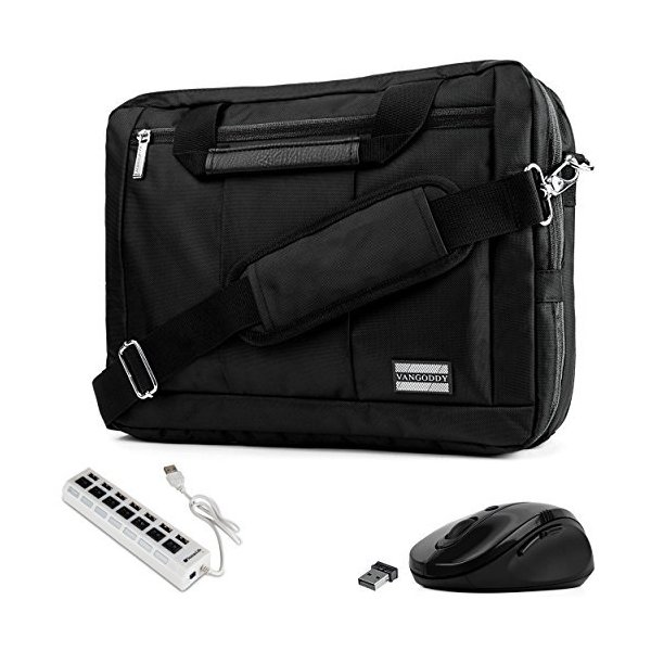 Convertible Laptop Bag Black Trim， Mouse， USB Hub for Fujitsu LifeBook， Stylistic 11 to 13.3 inch 並行