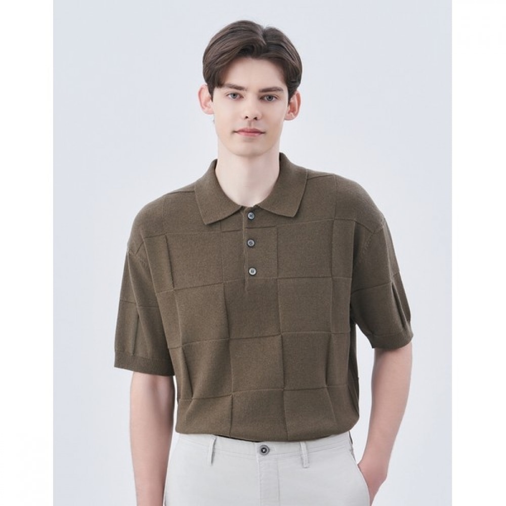 (ヘッジズ) 24SS カーキリネンブレンドティッシュカラーニット HZSW4B562K2