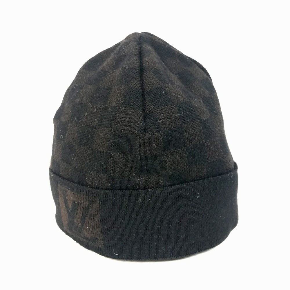 ニット帽 ボネ・プティ ダミエ ビーニー 帽子 ニット帽 ニットキャップ 小物 ウール ブラウン