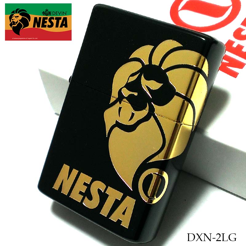 NESTA オイルライター 2面ロゴ マットブラック 彫刻 金差し DEVIN ネスタ 日本製 黒 金 メンズ おしゃれ かっこいい プレゼント ギフト