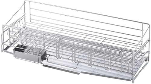 下村企販 容量を増やせる 伸縮 水切りラック 奥行58cm 【日本製】 シンク上 食器と鍋を分けて水