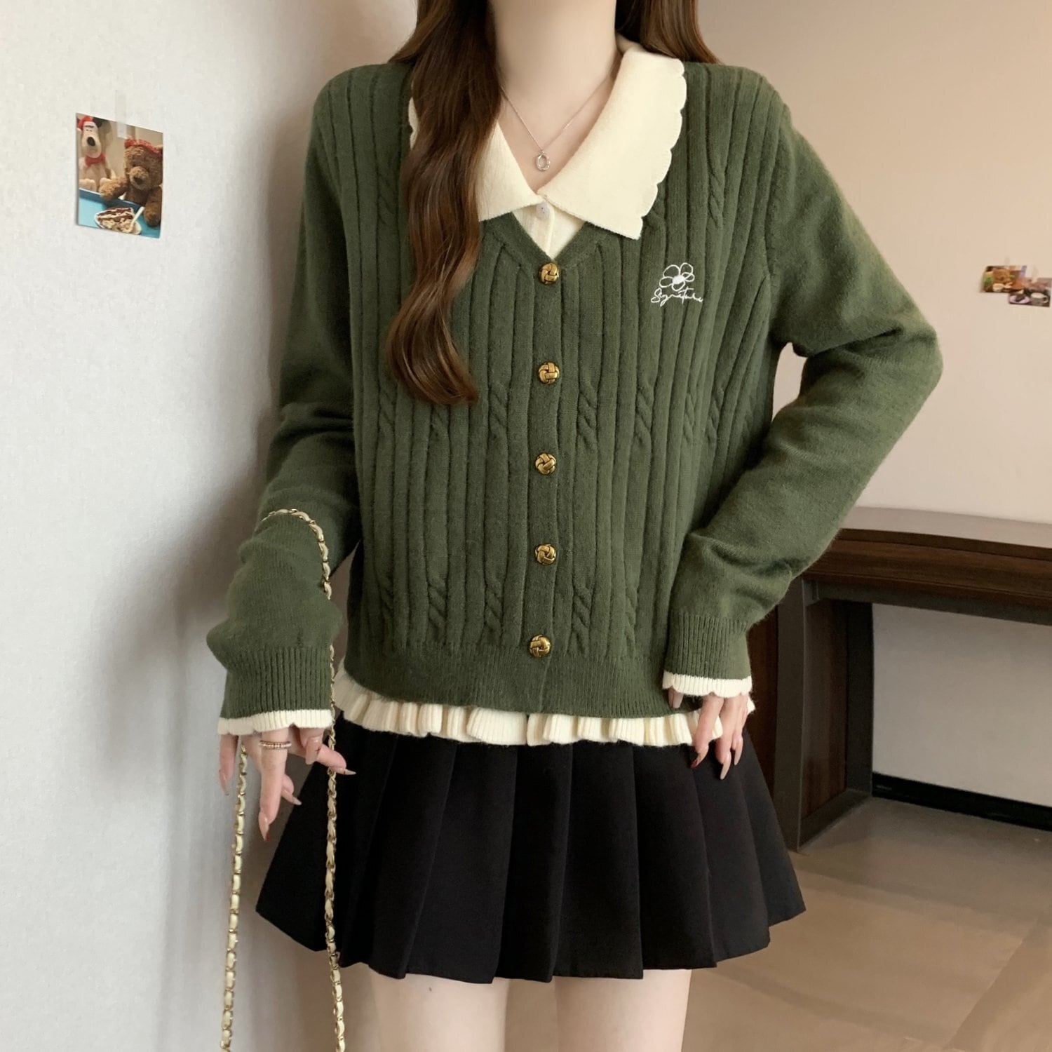 トップス アウター セーター カーディガン 上着 ニットカーディガン レディース 秋冬 長袖 切り替えデザイン ドッキング ニット 厚手 大人可愛い おしゃれ 大人女子 とろみ感 春 秋 冬 デート