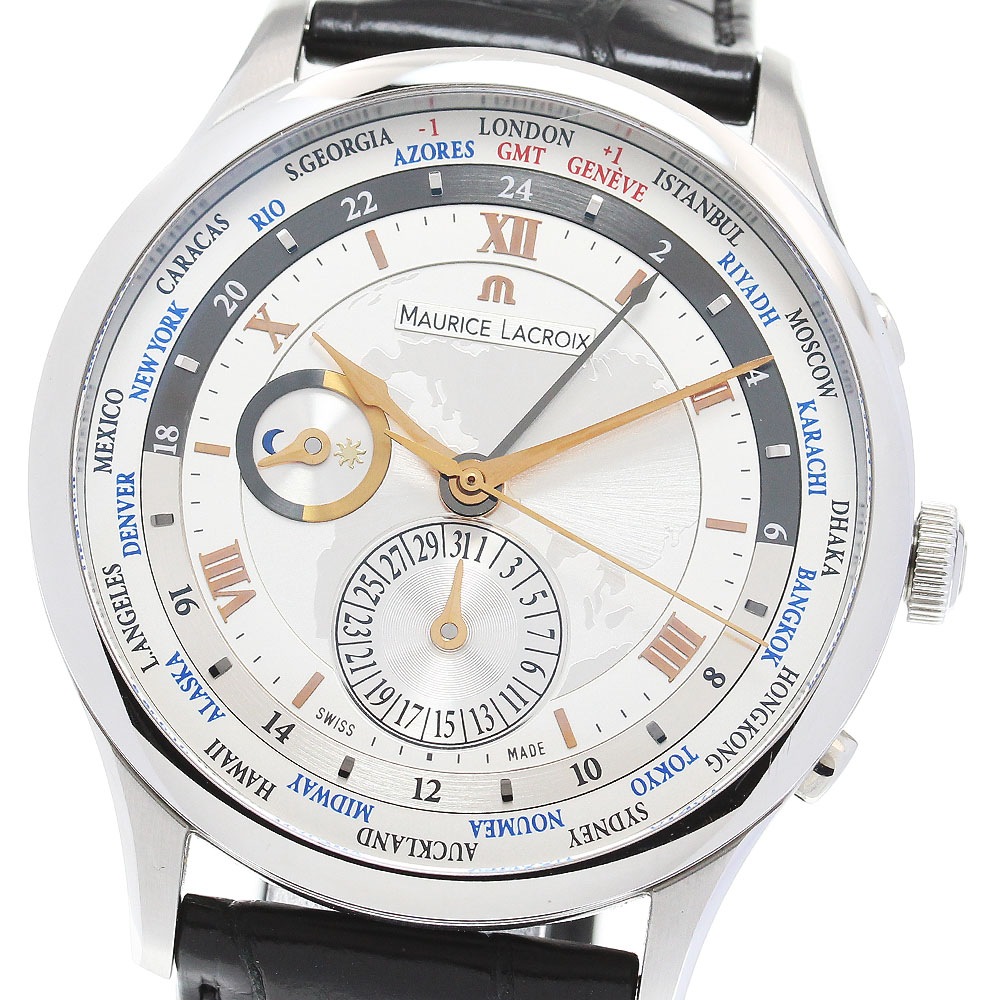 モーリスラクロア MAURICE LACROIX MP6008 マスターピース ワールドタイマー GMT 自動巻き メンズ 保証書付き_847914【中古】