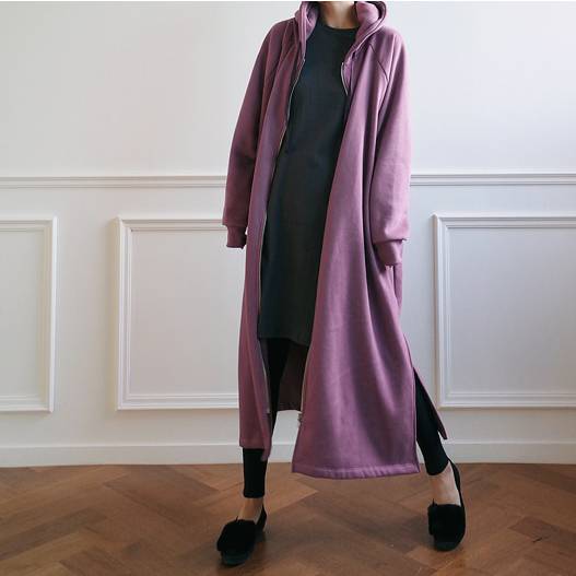 4color レディース アウター パーカー ジップパーカー ロング丈 ロングパーカー フード付き