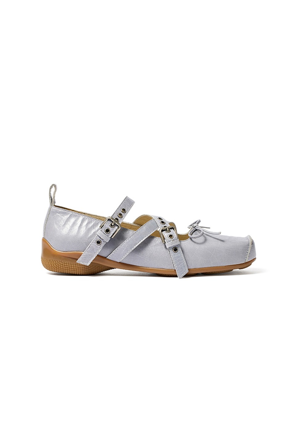 【OPEN Yy】 CROSS BUCKLE BALLET FLATS : BLUE