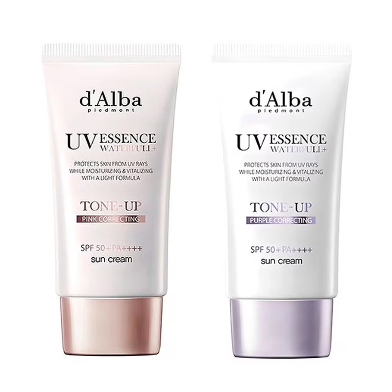 【1+1 UVケア】高保湿・敏感肌対応 [ウォーターフルトーンアップ日焼け止め SPF50+ PA++++, 35ml × 2本] ピンク／パープル選択可 韓国コスメ UV下地