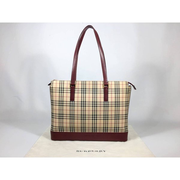 トートバッグ チェック柄 ボルドー キャンバスレザー