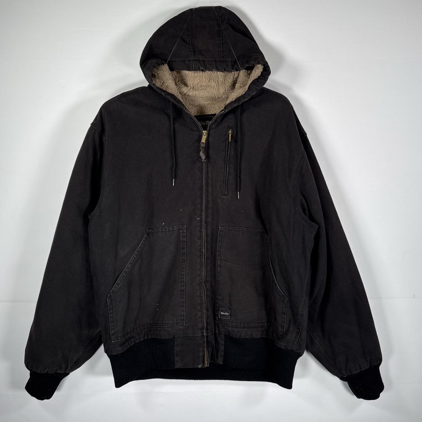 古着 walls ダック ワークジャケット アクティブジャケット風 フーディー オーバーサイズ L ブラック メンズ 7,216円