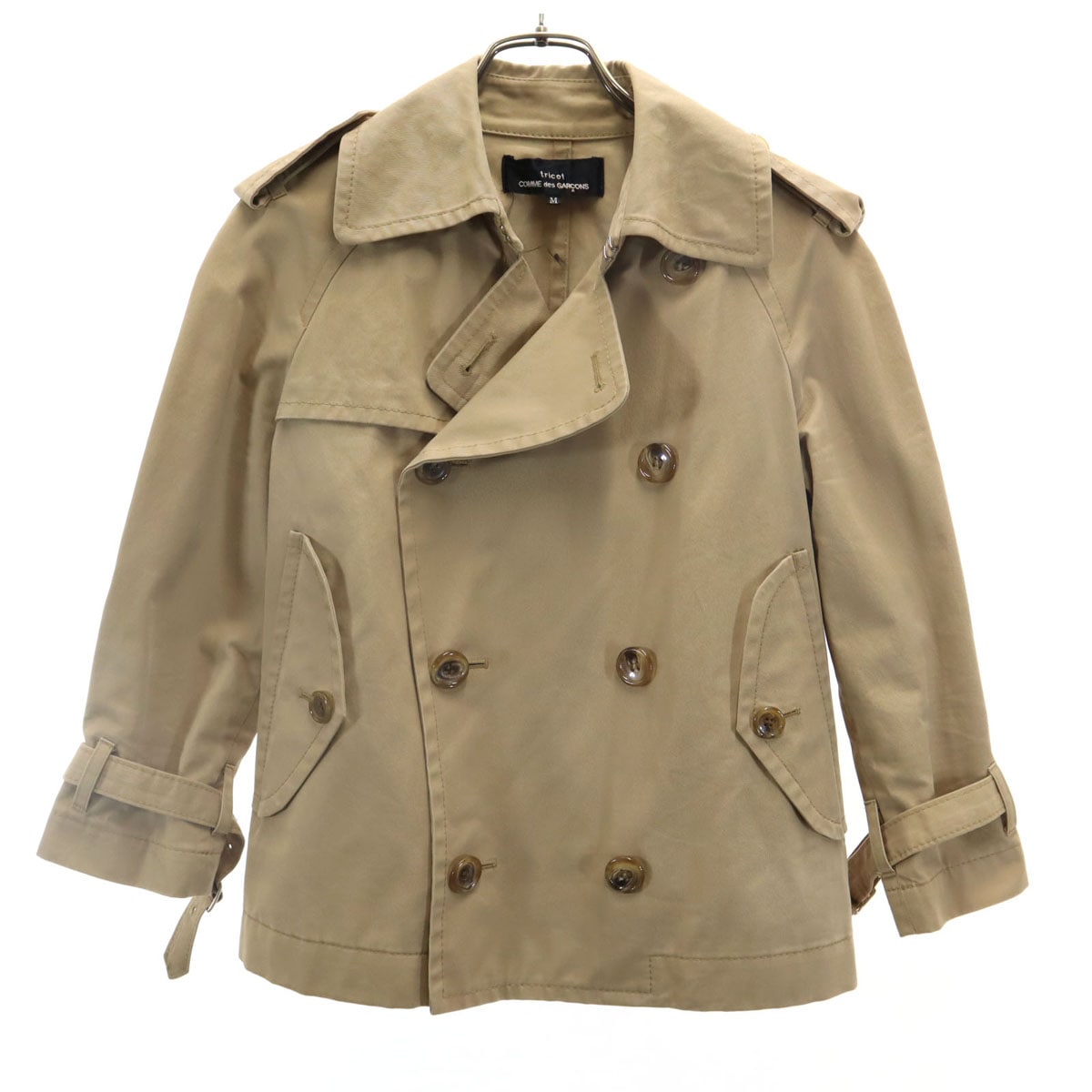 tricot COMME des GARCONS トリコットコムデギャルソン 2009年 日本製 7分袖 ショート トレンチコート M ベージュ レディース 古着